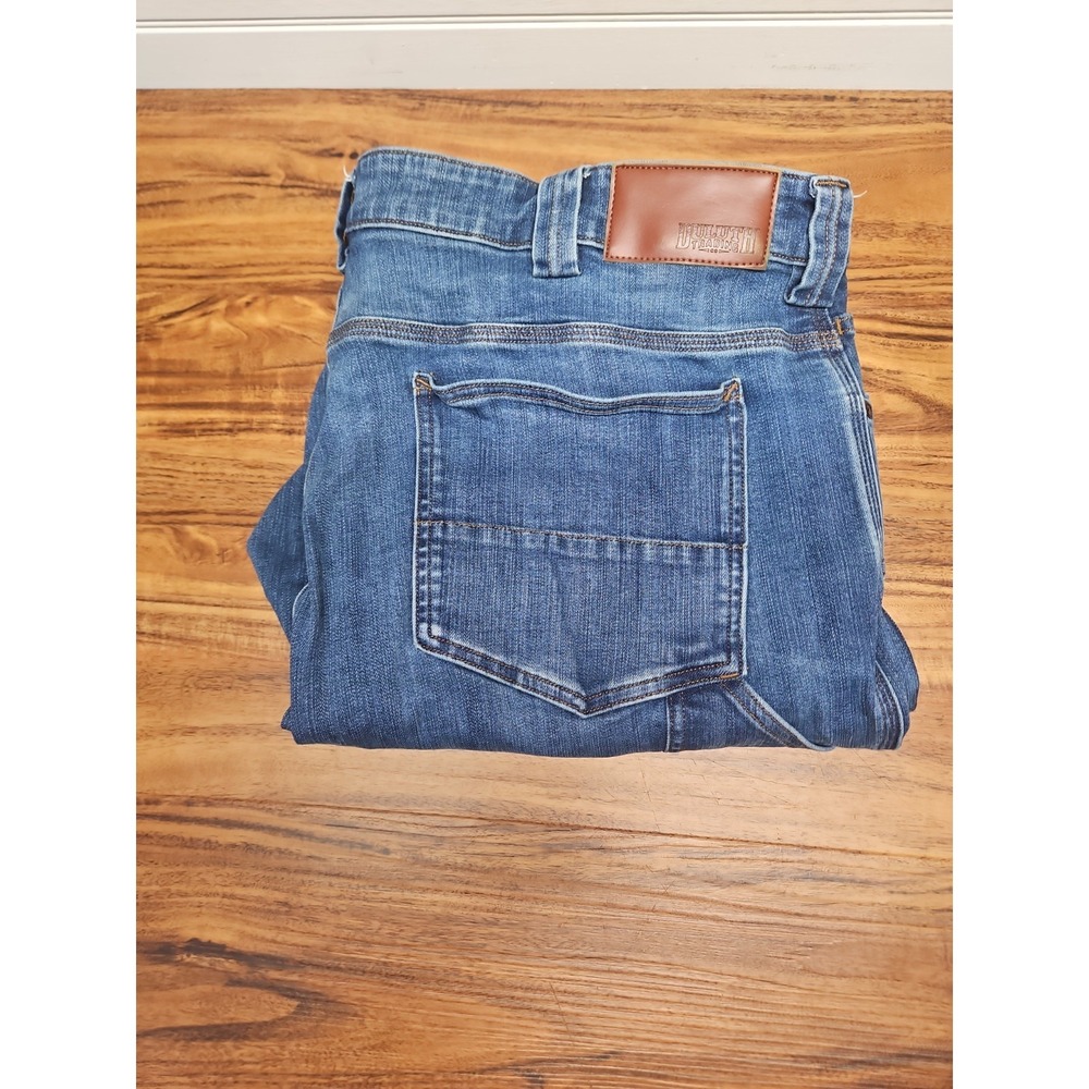 Duluth Trading Co Jeans Mens 42x32 Blue Med Wash Relaxed Ballroom Double Flex